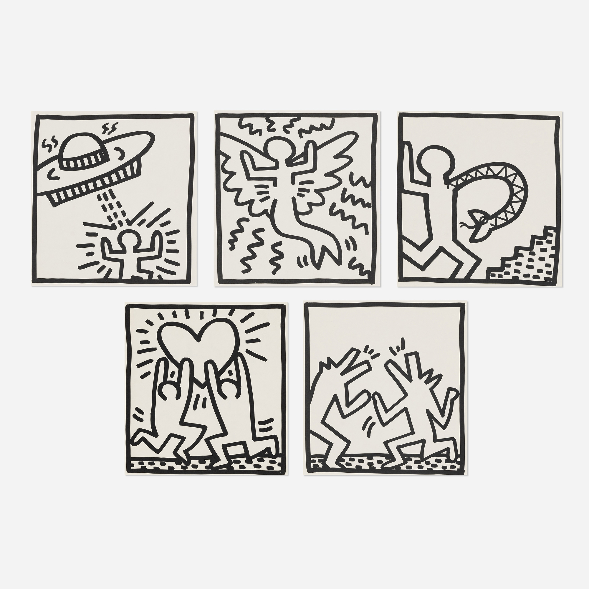 326: KEITH HARING, Untitled (five works from the Keith Haring 